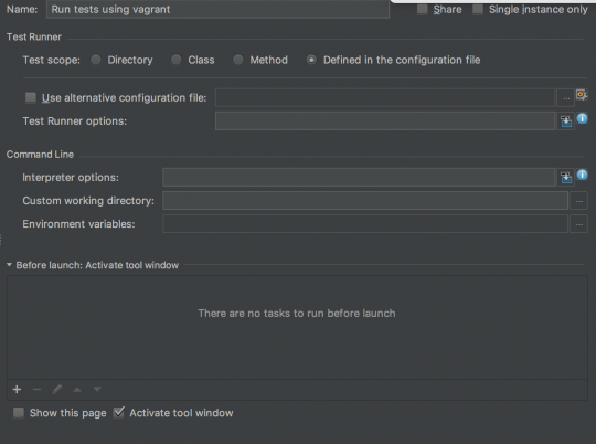 PHPUnit Run Configuration in PHPStorm